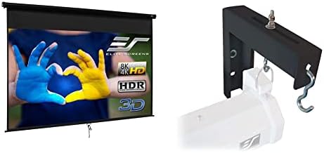 Серия Elite Screens Manual, 150-ИНЧОВ Проектор 16: 9, Прибиращ се екран за проектор с ръчни и 6-инчов Черно Прожекционен екран с
