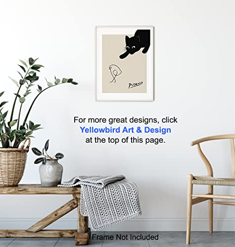 Стенно изкуство Пабло Пикасо - Начало декор с черна котка - Стенно изкуство с котка - Плакат на Пикасо - Стенен декор с котка -