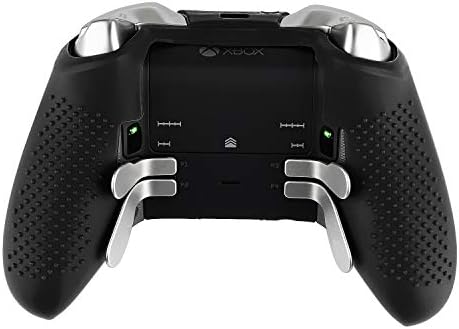 Мек Силиконов Защитен Кожен Противоскользящий калъф Jadebones с 8 Гумени тапи за палеца за контролера на Xbox One Elite, Съвместим с Официален адаптер Стереогарнитуры (черен)
