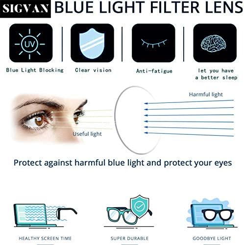 SIGVAN 5 Опаковане. Дамски Очила За Четене Синя Светлина, Блокиране на Пружинни Панти, Стилни Кръгли Очила за Жени