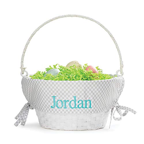 Персонални кошница с великденски яйца с писалка и Потребителското име | Втулки за Великденски кошници от сиви клетки | Бяла кошница | Тъкани Великденски кошници за ?