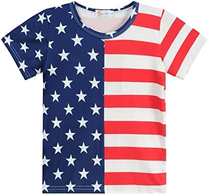 CM-Детска Тениска с американския флаг за малки момчета и Момичета, Тениска на 4 юли, Детски Патриотични Фланелки с къс ръкав на