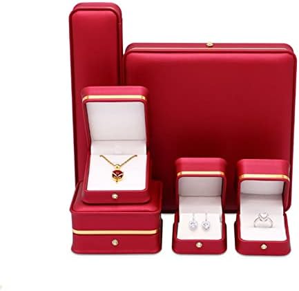 Кутии за съхранение Рамка от Червено Злато Кожена Подплата Пръстен, Медальон, Гривна Органайзер Скоростна Дисплей Калъф За Съхранение