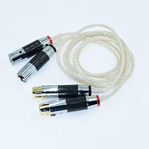 Аудио кабел OCC с Посеребренным покритие 8AG, 16 Нишки, с 3-пинов балансным кабел XLR от Въглеродни влакна, XLR конектор, Аудио (0,75 м (2,46 метра))