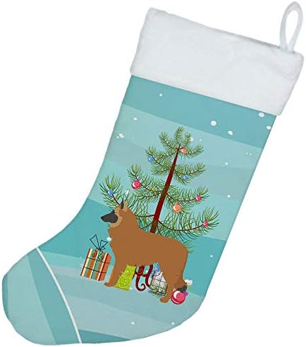 Carolin's Treasures BB2979CS Белгийската Овчарка Забавно Коледно Дърво, Коледни Чорапи, Окачени Чорапи За Камината, Коледен Сезон