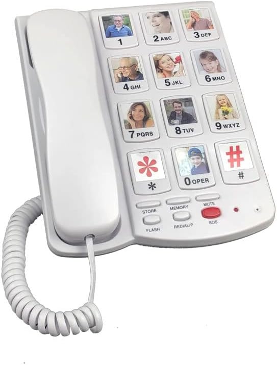 Кабелен телефон KXDFDC с голям бутон за възрастните хора, Стационарен телефон с голям бутон за възрастните хора, с Взаимозаменяеми