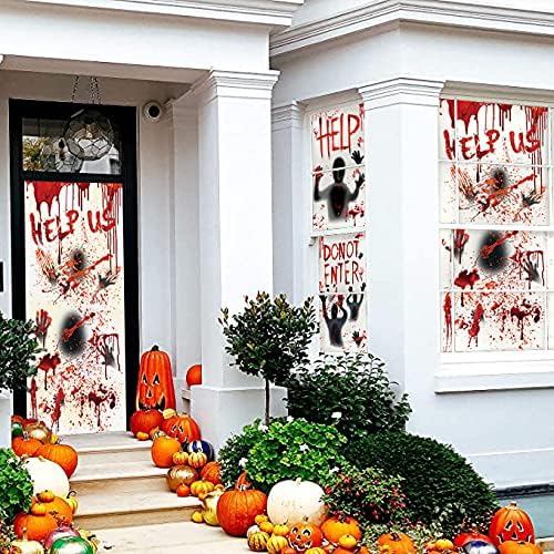 5шт Комплект калъфи за украса на прозорци и врати на Хелоуин, набор от стикери за страшни прозореца на етикети на Хелоуин. включва