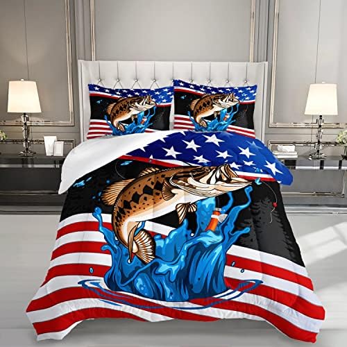 Комплект одеяла HOSIMA Happy Camping Декор, камуфляжное спално бельо за къмпинг Queen Size за деца, интериор на стаята за подрастващите