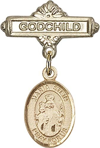 Детски икона Jewels Мания с чар Мария Стайн и иконата Кръщелница | Детски икона от 14-каратово злато с Чар Мария Стайн и иконата Кръщелница - Произведено В САЩ