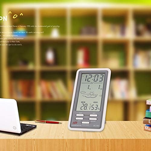 JAHH стаен термометър DC801 Голям LCD дигитален термометър температурата на закрито / на открито, влагомер, влага, часовници