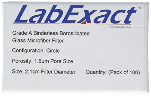 Стъклен филтър от микрофибър LabExact 1200202 классаА, боросиликатное стъкло, без халки, 1,6 микрона, 2,1 см (опаковка по 100 броя)