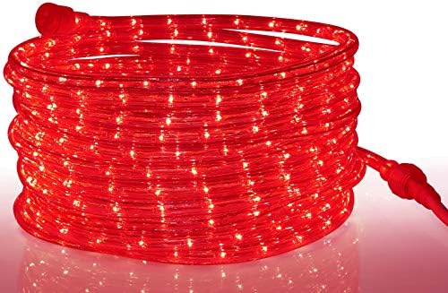 Led въже Tupkee Светло-червено и е студено-бяла - за вътрешна и външна употреба, 24 фута (7,3 м) - Диаметър 10 мм - 144 led лампи с дълъг живот, въжени ламповые осветителни тела - Оп?