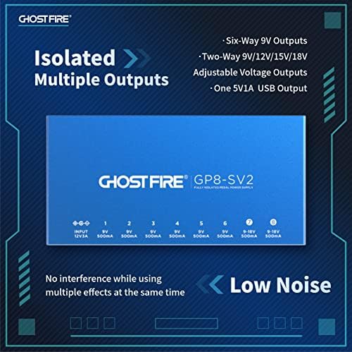 GHOST FIRE GP8-SV2 8-Почивен източник на захранване педали + 5V USB изход захранване китарен эффектора power bank (GP8-SV2)