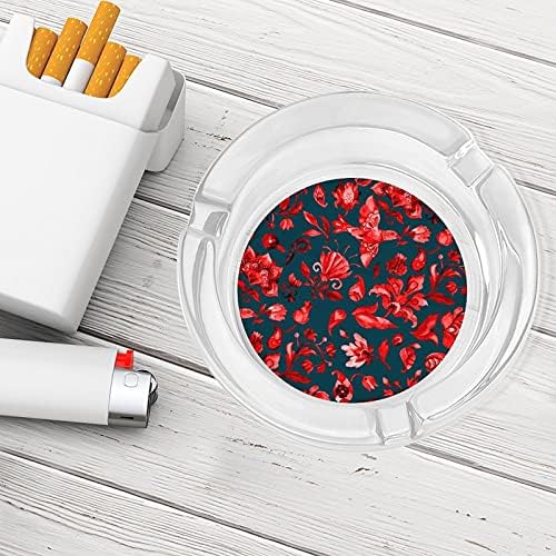 Пейсли Акварел Лале Цветя Цигари Пушачите Стъклени Пепелници Пепелник За Домашния Офис Плот Украса На Масата