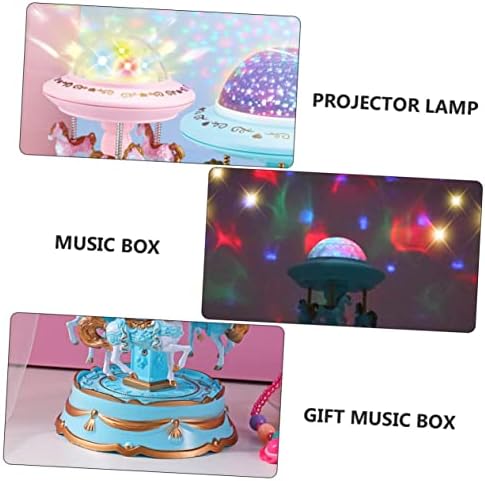 TOYANDONA Box Въртележката Музикално Съзвездие Проектор Коледна Въртележка Музикална Ковчег Проектор Лампа Коледен Декор Музикални