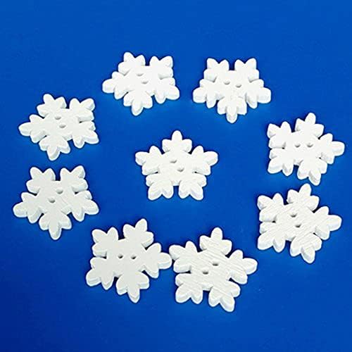 100/50 бр. Коледни Бели Дървени Копчета във формата на Снежинки, за Scrapbooking - 100 бр. Изключително качество и практичен Дизайн