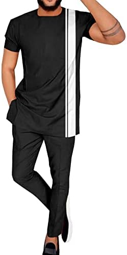 Мъжки костюм в Африканския стил Басейн Riche, Комплект Плюс Размер Дрехи, Блуза с Къс ръкав и Панталони, Спортен Костюм от 2 Теми
