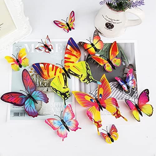 ZOIKOM 12 Имитация на Пеперуди Домашен Фон Триизмерни Етикети с Пеперуди за Декорация на стените на Детската Стая 3D Стикери за стена С пеперуди Розово И Магнитен Лепил?