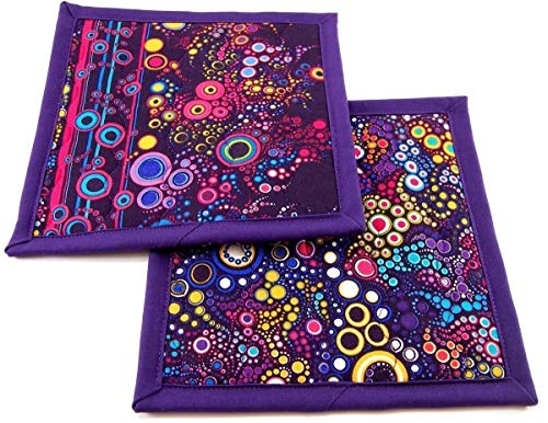 Цветни Памучни кухненски ръкавици - Комплект от Два 8-Инчови Горещи Възглавници - Лилаво кухненски ръкавици