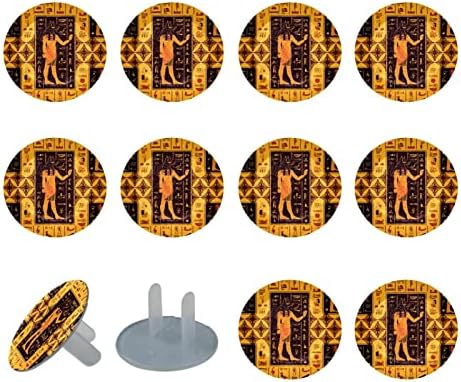 Капачки за контакти (12 бр.), Защитни Капачки За защита на електрическото оборудване От удари Ретро Египетски Богове Египетски Йероглифи
