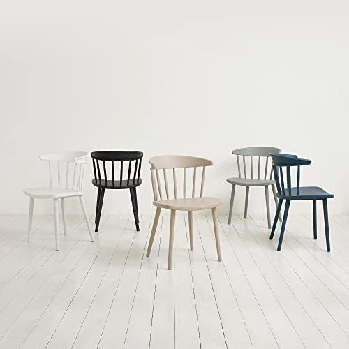 Дома Здрав модерен комплект от 4 стола на пастелни тонове с пластмасова седалка и рамка за кухня, трапезария, спалня (сив)
