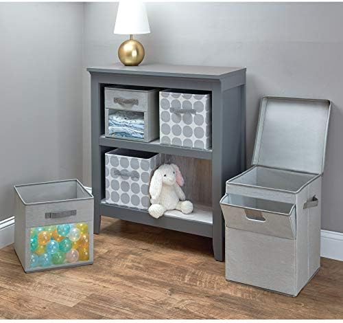IDesign Еми Куб За съхранение на тъкани, Малка Кошница-контейнер с Двойни Странични дръжки за шкафа, Спални, детски Играчки, Детски - Сив