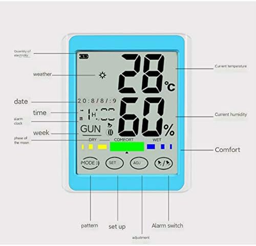 KLHHG Дигитален Термометър-Влагомер, Сензорен екран, Точен Дигитален Дисплей, монтиран на стената Домакински Термометър за стая