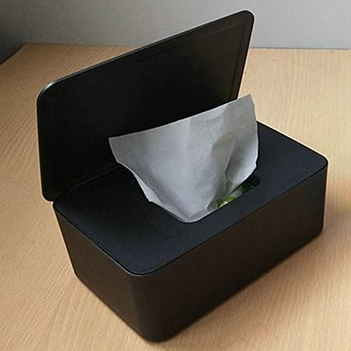 Кутия за Салфетки Притежателя на Диспенсера за Мокри Кърпички Калъф с Капак Черен Прахоустойчив Кутия За Съхранение на Салфетки