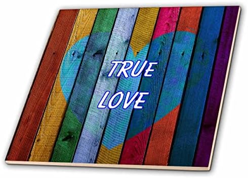 Триизмерно многоцветни дървени дъски със сърдечни надписи True Love - Tiles (ct_354062_1)