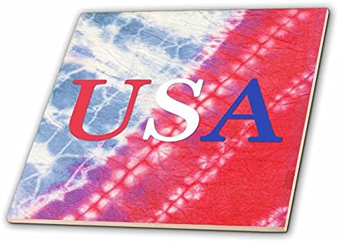 3dRose USA, изпълнена в червено, бяло и синьо цветове на фона на патриотични вратовръзка. - Плочки (ct_349255_1)