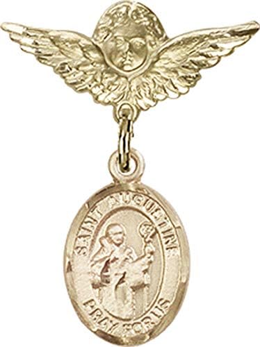 Детски икона Jewels Мания с надпис St . Ключодържател Augustine и иконата Ангел с крила | Детски икона от 14-каратово злато с надпис