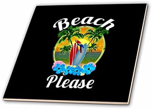 3dRose Beach ще ви лятна забавен дизайн с папагала и дъски за сърф. - Плочки (ct_351632_1)