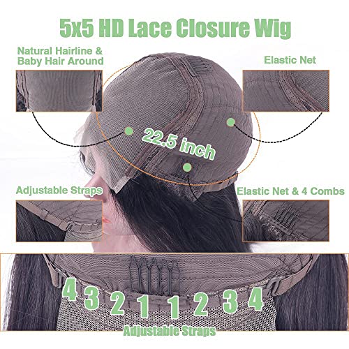 Alliggic 5x5 Перука с директно затваряне HD Перуки, изработени от човешка коса със затварянето на Дантела, предварително Выщипанные