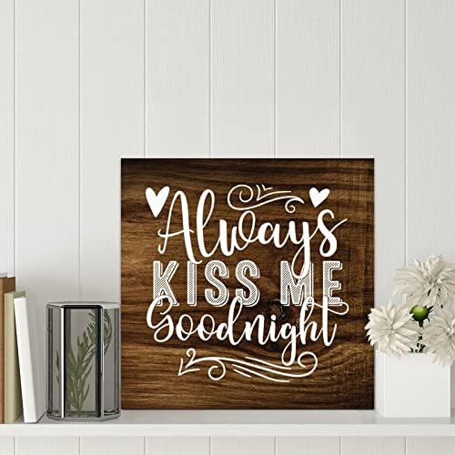 LITTLEGROVE СЕМЕНА Реколта Дървени Плакети Always Kiss Me Goodnight Дървена Табела Декор на Фермерска Къща Стенно Изкуство Стенни