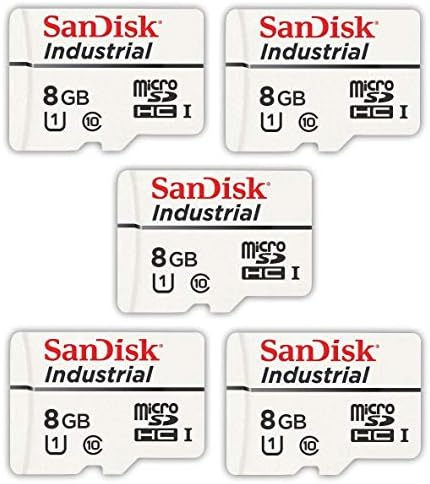 Индустриална карта памет SanDisk 8GB Micro SD Class 10 UHS-I microSDHC (в опаковка от 5 броя) в седалка (SDSDQAF3-008G-I) В комплект