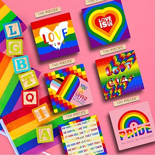 600шт Етикети Гордост ЛГБТК + Стикери с Флага на гей-Прайда в насипно състояние, за Паради на Гордостта и дейности Водоустойчиви