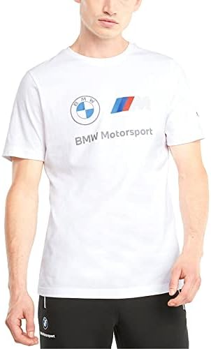 Тениска с логото на PUMA Мъжки Стандартната BMW MMS Essentials, Бяла, XX-Large