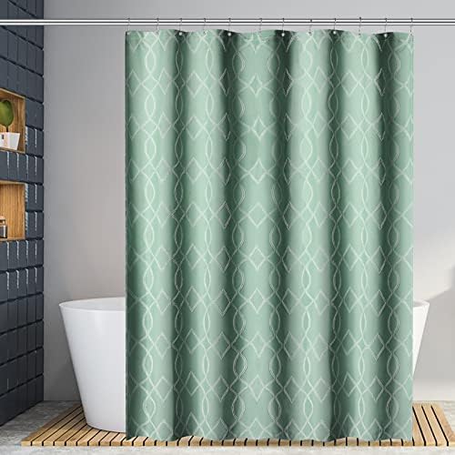Зелената Завеса за душ Yimobra, Модерна душ Завеса в стил Шебби-Шик за Баня, Геометрична, Текстурирани Плат, Машинно пране, 72 x