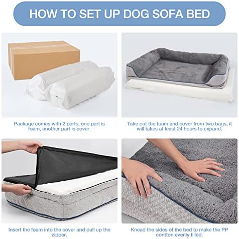 Ортопедична Куче на легло MICOOYO за Големи Кучета, 42 x 32 с Разтегателен диван с Възглавница за кучета - да Пере Големи Кучешки