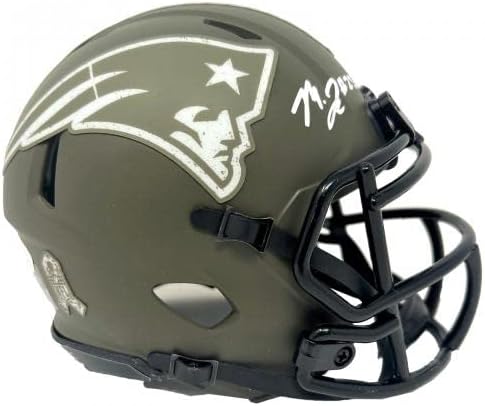 Маркъс Джоунс Патриоти Нова Англия подписа Поздрав услугата мини-каска JSA - Мини-каски NFL с автограф