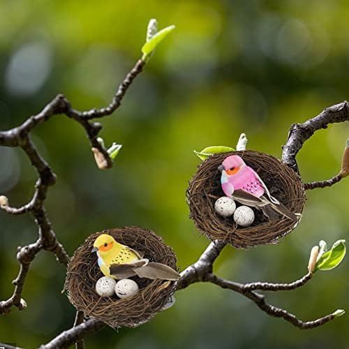 Птичи Гнезда от ратан Mersuii Имитация на Птичи яйца и Набор от Птичи гнезда Полистирен Пъдпъдъчи Яйца Форма на Птичи гнезда Хижа
