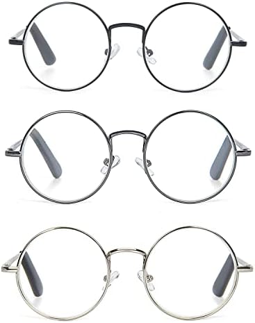 Кръгли очила в метални рамки EYE ZOOM с пружинным тръба на шарнирна връзка (черен, Сребрист и оръжеен метал)