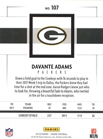 2018 Панини Футбол NFL 107 Официалната търговска картичка Davante Adams Грийн Бей Пакърс