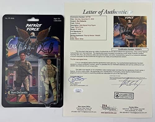 Фигурка с автограф на Рон Десантиса, подписан от губернатора на Военноморските сили на САЩ Флоридскими Патриотическими сили, с Автограф