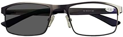 Circleperson Мъжки фотохромичните светочувствительные очила за четене, Слънчеви ридеры с кутия пролетта панти 55-17 Защита от uv...