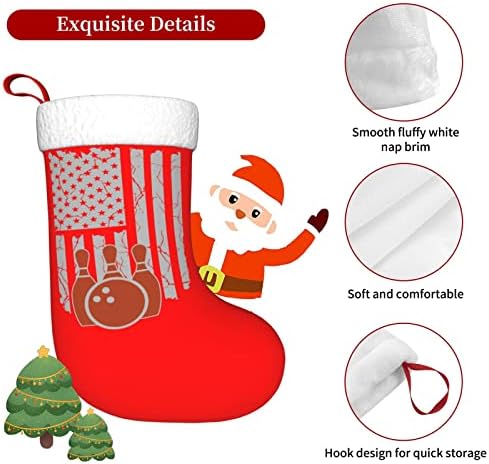 QG ZZX Американски Флаг Боулинг Коледен Отглеждане на Коледни Чорапи, Камина Окачен на Стелката 18 Инча(А) А) Празнична Украса