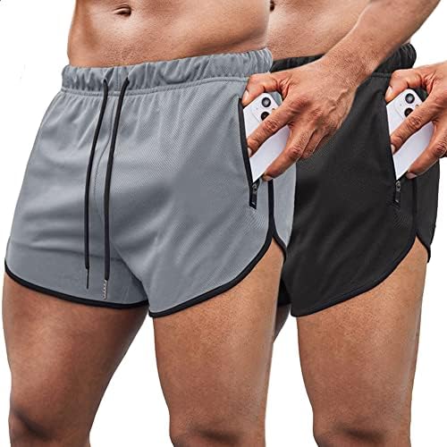 Мъжки Спортни Шорти за Бягане COOFANDY от 2 Опаковки, 3-Цолови Спортни къси Панталони за Фитнес зала с Джобове с цип