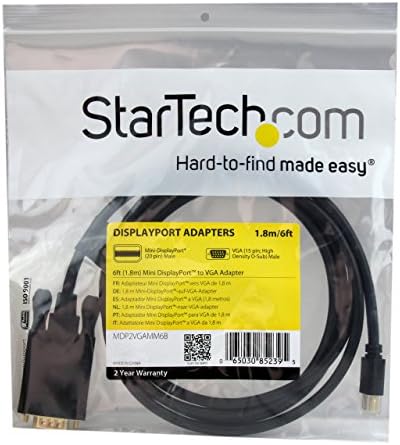 StarTech.com 6 фута кабел Mini DisplayPort-VGA - Активен - 1920x1200 - Кабел-адаптер mDP-VGA за монитора на вашия компютър (MDP2VGAMM6B)