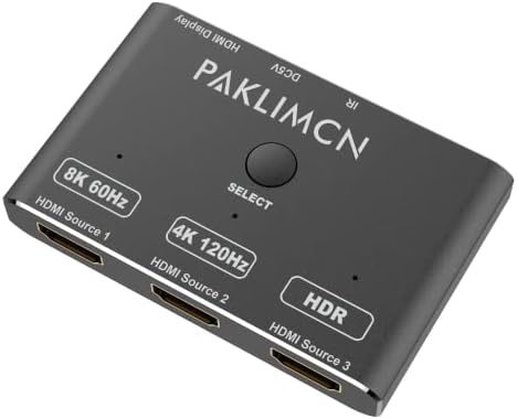 HDMI превключвател 2.1, 8K 2in1out 3 в 1 Out Високоскоростен държащ ключа HDMI 8K 48 gbps, поддържа 8K при 60 Hz 4K при 120 Hz,