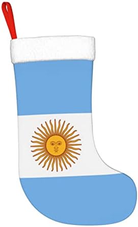 QG ZZX Флаг на Аржентина Коледен Отглеждане на Коледни Чорапи, Окачен Чорап За Камина 18 Инча Празнична Украса